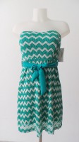 VESTIDO ZIG ZAG CON CINTURON DE RASO