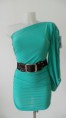 VESTIDO LICRA ASIMETRICO UN HOMBRO CON CINTO